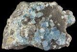 Blue-Green Cubic Fluorite on Smoky Quartz - China #147092-1